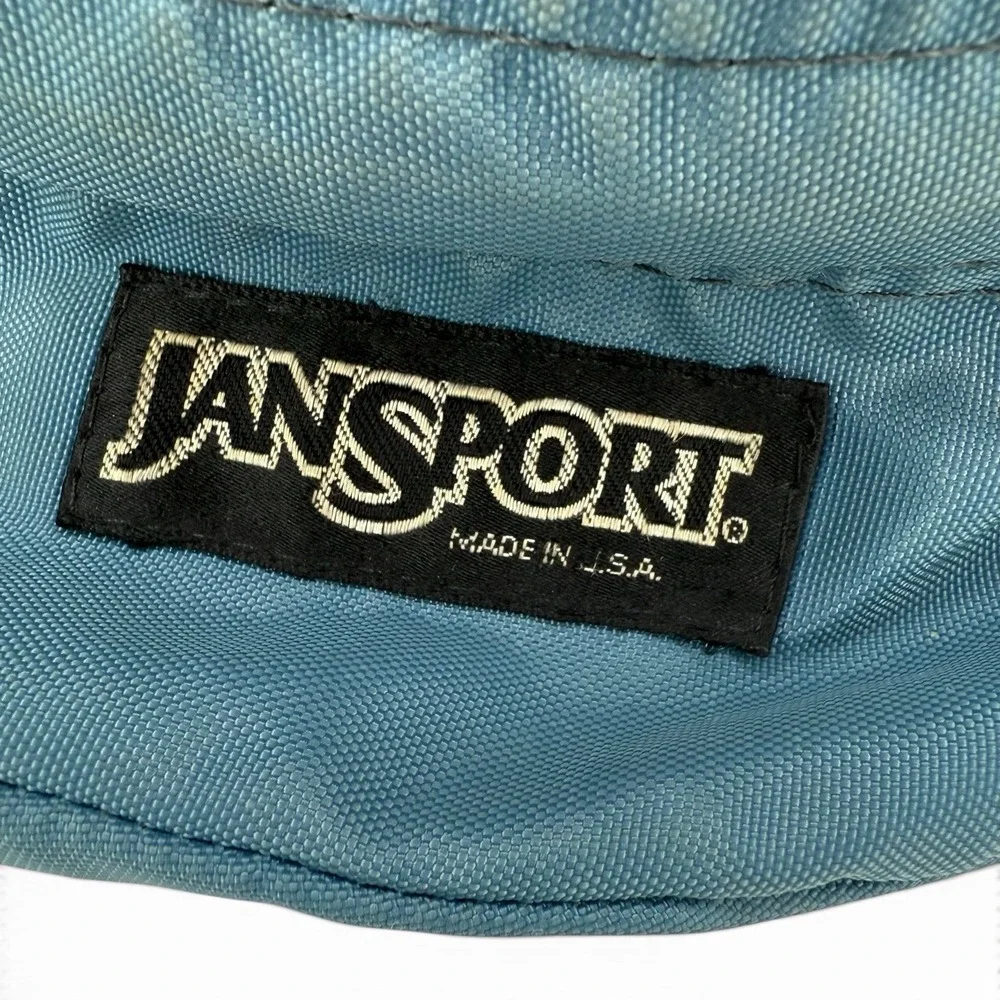 Vintage 1990s Jansport Fanny Pack Hip Bag Blue Nylon Double Zip Made In USA